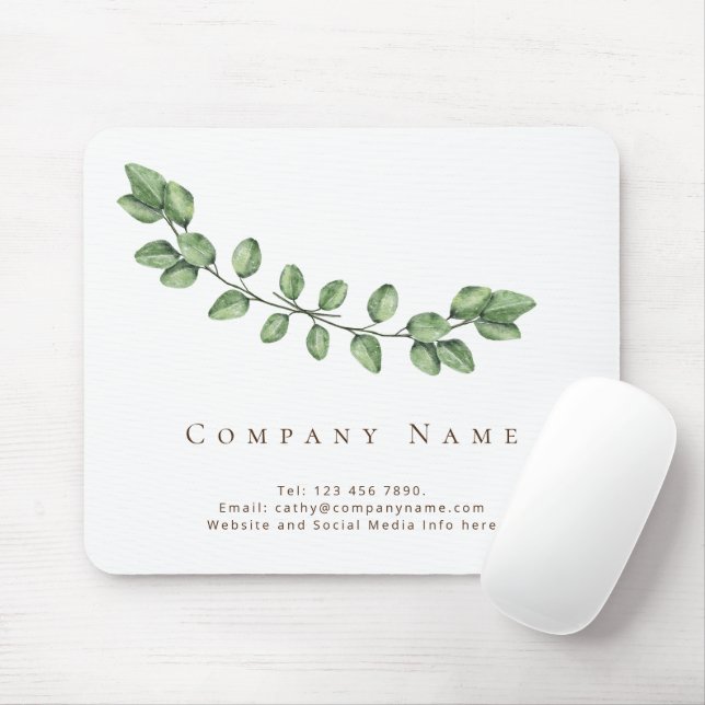 Elegant Leaf Business Name Mouse Pad (With Mouse)