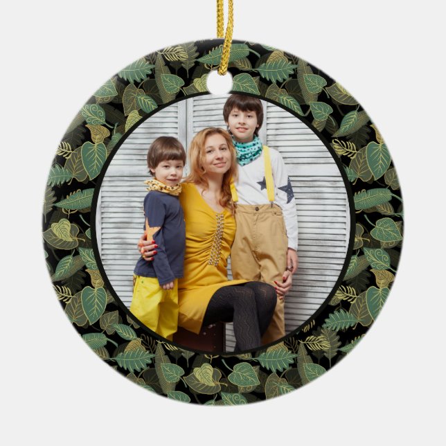 Elegant Leaf Design Botanical Ceramic Tree Decoration (Front)