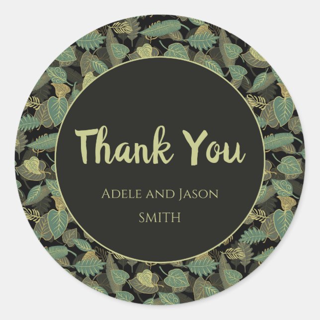 Elegant Leaf Design Botanical Classic Round Sticker (Front)