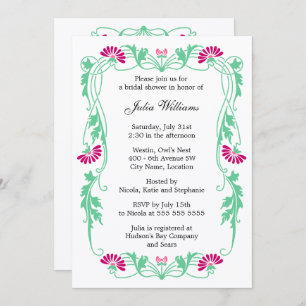 Elegant Leaf Florals and Swirls Bridal Shower Invitation