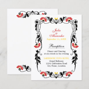Elegant Leaf Florals and Swirls Reception Cards