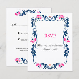 Elegant Leaf Florals and Swirls RSVP / Reply Cards