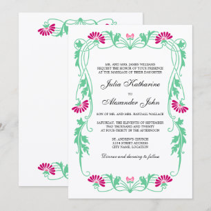 Elegant Leaf Florals and Swirls Wedding Invitation