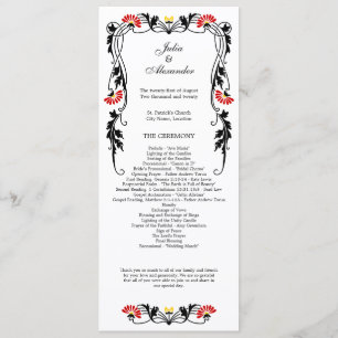 Elegant Leaf Florals and Swirls Wedding Program Programme
