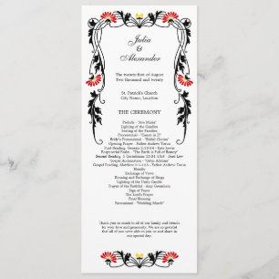 Elegant Leaf Florals and Swirls Wedding Program Programme