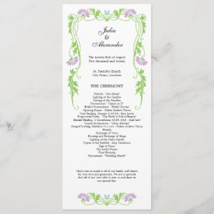 Elegant Leaf Florals and Swirls Wedding Program Programme
