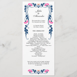 Elegant Leaf Florals and Swirls Wedding Program Programme