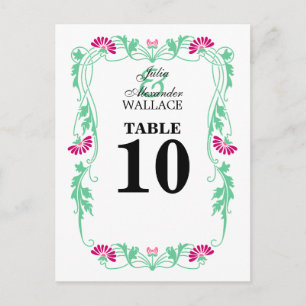 Elegant Leaf Florals & Swirls Table Number Card