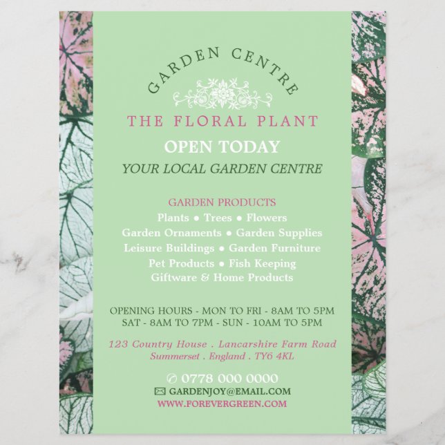 Elegant Leaf, Garden Centre, Horticulturist Flyer (Front)