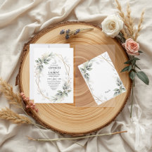 Elegant Leaf Gold Frame Botanical Wedding Card