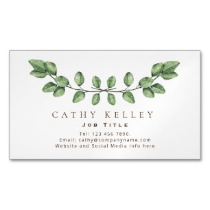 Elegant Leaf Green Any Profession  Magnetic Business Card