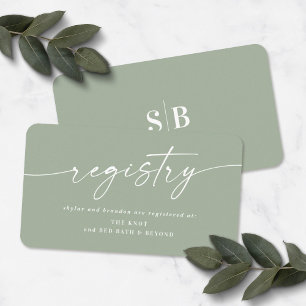 Elegant Leaf Green Wedding Shower Gift Registry Enclosure Card