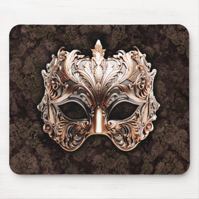 Elegant Leaf-Like Details Mask Mouse Pad (Front)