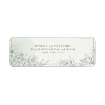 Elegant Leaf Line Art Wedding Wedding Return Addre