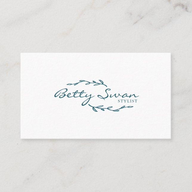 Elegant Leaf Logo Business Card (Front)