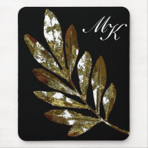 Elegant Leaf Monogram Mousepad