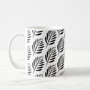 Elegant Leaf Pattern in Black and White Coffee Mug