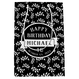 Elegant Leaf Pattern Nature Lovers Birthday Medium Gift Bag
