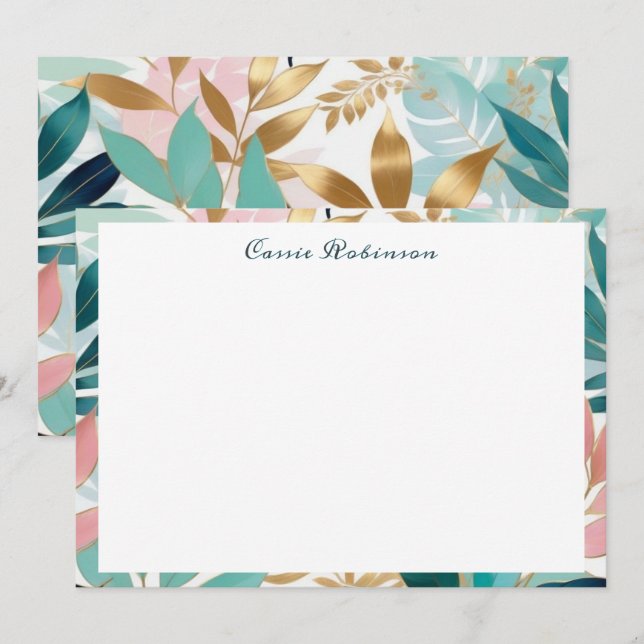 Elegant Leaf Pattern Personalised Card (Front/Back)