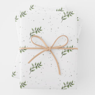 Elegant Leaf Watercolor Green Wrapping Paper Sheet