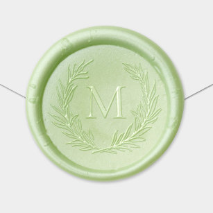 Elegant Leafy Crest Personalised Monogram Initial Wax Seal Sticker