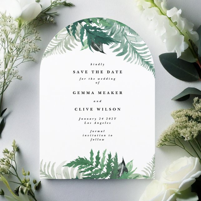 Elegant Leafy Greenery Arch Save The Date Invitation (Creator Uploaded)