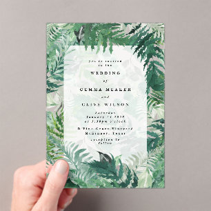 Elegant Leafy Greenery Hand Painted Wedding Acrylic Invitations
