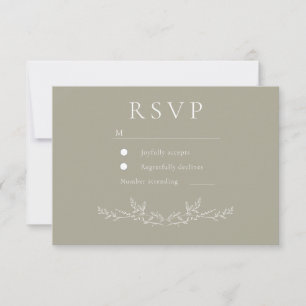 Elegant Leafy Leaf Line Art Wedding RSVP Card