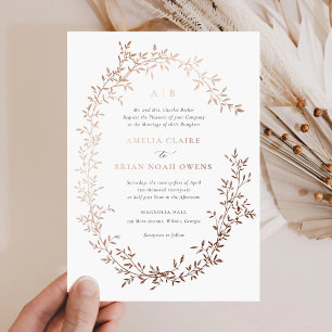 Elegant Leafy Wreath Rose Gold Foil Wedding