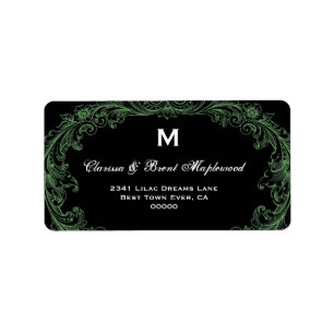 Elegant Leather Green Black Vintage Monogram B453 Label