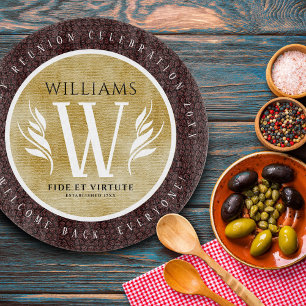 Elegant Leather Leaf & Vintage Paper Family Cutting Board