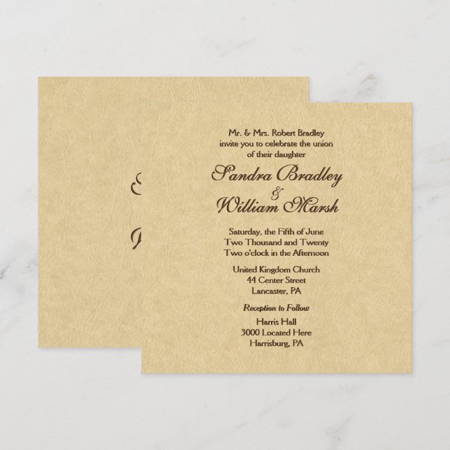 Elegant Leather Look Wedding Invitation (Front/Back)