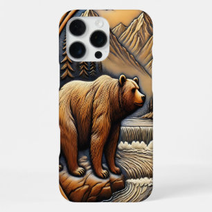Elegant Leather-Looking Bear by River iPhone 16 Pro Max Case