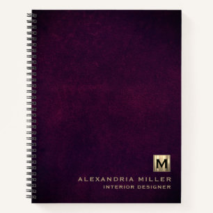 Elegant Leather Luxury Gold Monogram Notebook