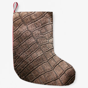 Elegant leather pattern close up. small christmas stocking
