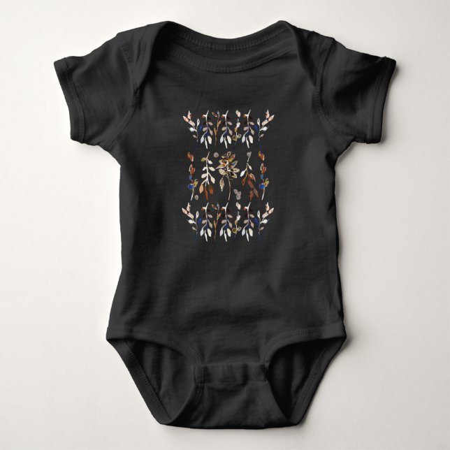Elegant Leaves And Berries Baby Bodysuit (Front)
