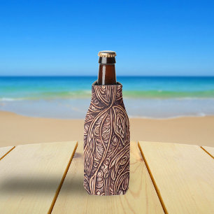 Elegant Leaves Carved Wood Bottle Cooler
