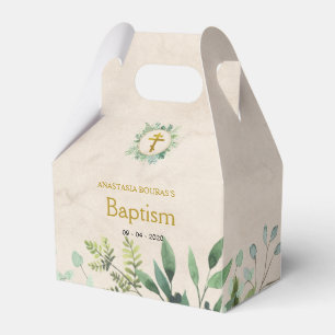 Elegant Leaves Orthodox Christian Baptism Favour Box