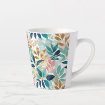 Elegant Leaves Pattern Aqua Pink Faux Gold Pretty