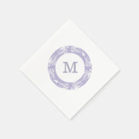 Elegant Leaves Pattern Lavender Monogram