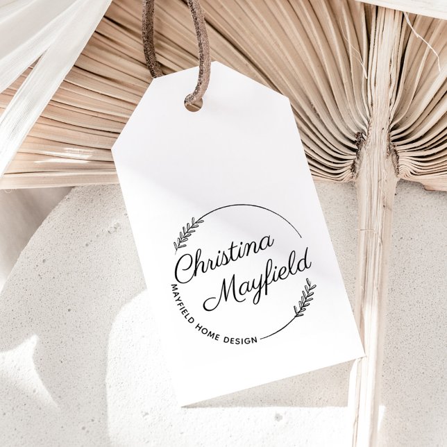 Elegant Leaves Round Personalised Name Business Self-inking Stamp (Creator Uploaded)