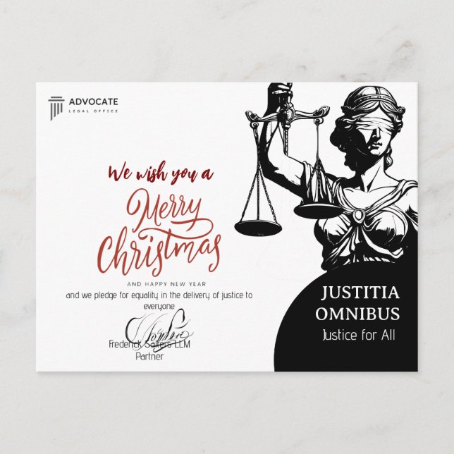 Elegant Legal Greetings for Clients & Associates Holiday Postcard (Front)