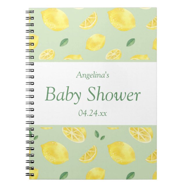 Elegant Lemon Baby Shower Gift List Notebook (Front)