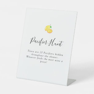 Elegant Lemon Baby Shower Pacifier Hunt Game Pedestal Sign