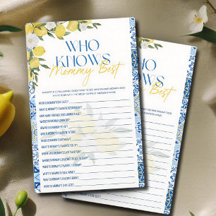 Elegant Lemon Baby Shower Who knows Mummy Best gam