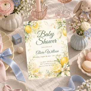 Elegant Lemon Botanical Baby Shower Invitation