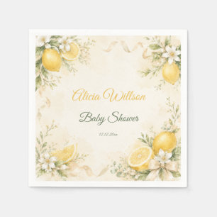 Elegant Lemon Botanical Baby Shower Napkin