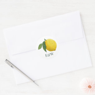 Elegant Lemon Botanical Wedding Classic Round Sticker
