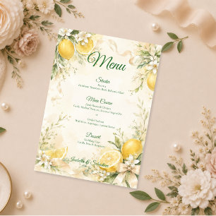 Elegant Lemon Botanical Wedding Menu