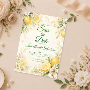 Elegant Lemon Botanical Wedding Save The Date